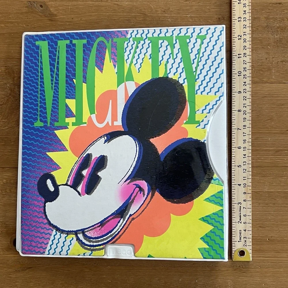 Vintage 90s‎ Disney Mickey Mouse Electric Neon Binder & Calendar Folder Inserts